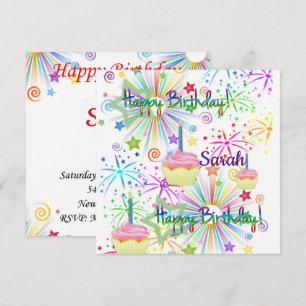 Bonne invitation carte d'anniversaire Pink Cupcake