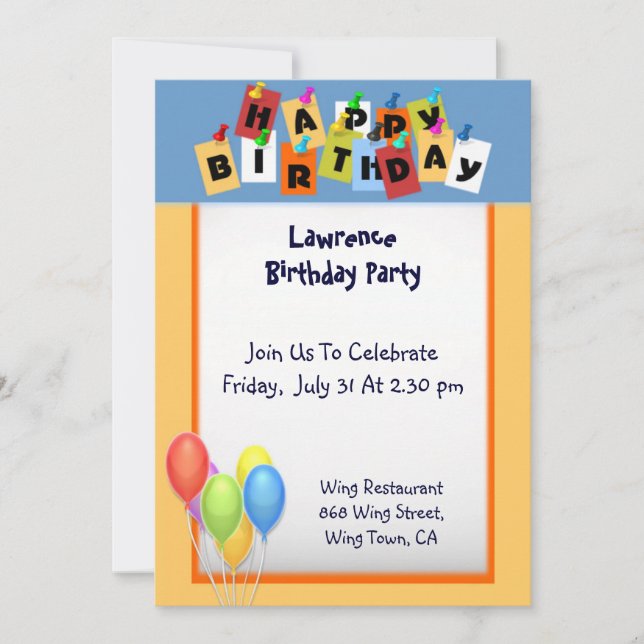 Bonne invitation d'anniversaire (Devant)