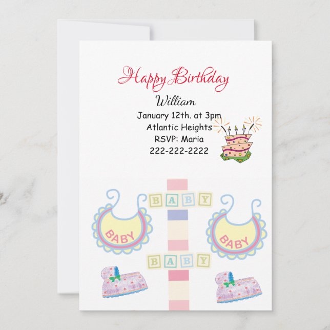 Bonne invitation d'anniversaire bébé (Devant)