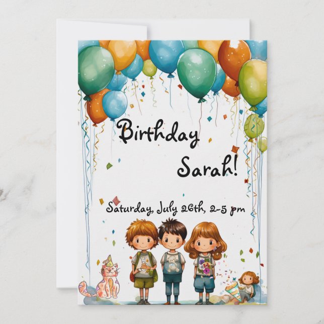 Bonne Invitation d'anniversaire, Invitation d'anni (Devant)