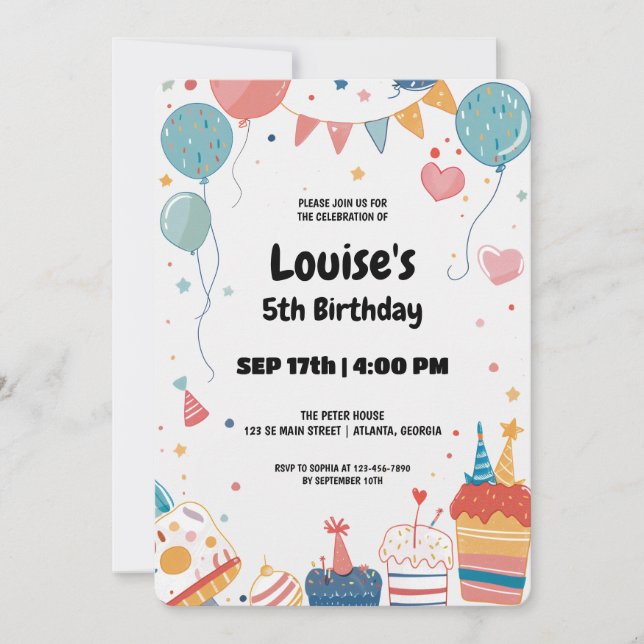 Bonne Invitation de fête d'anniversaire (Devant)