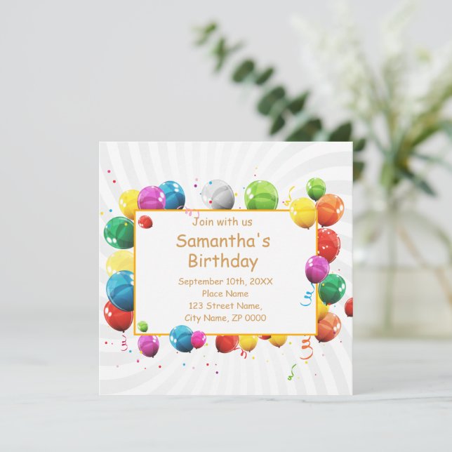 Bonne Invitation des ballons d'anniversaire (Debout devant)