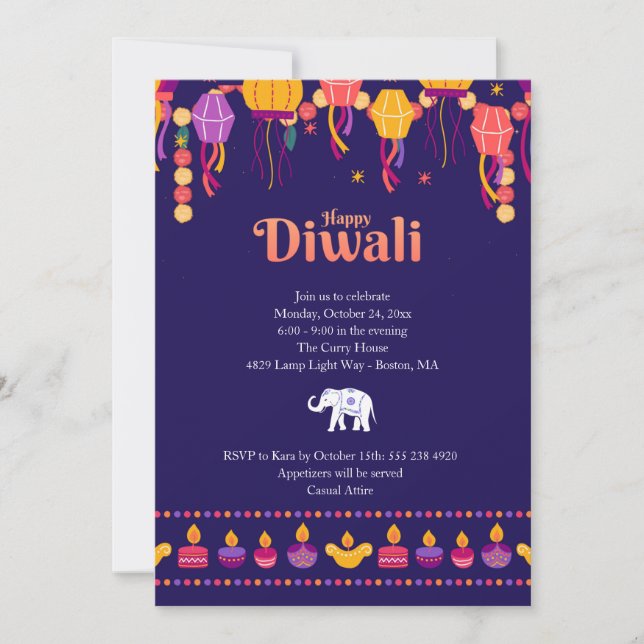 Bonne Invitation du Diwali Party (Devant)