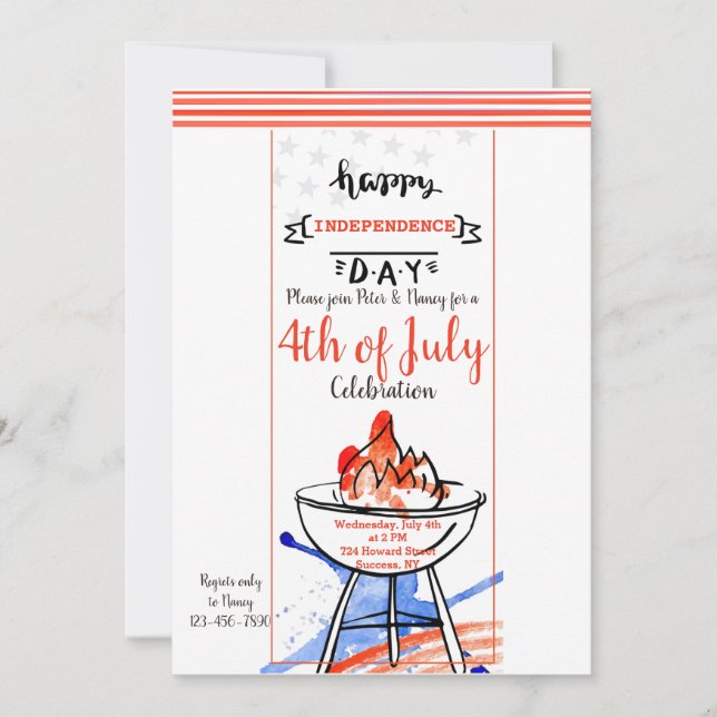 Bonne Invitation du Jour de l'Indépendance (Devant)