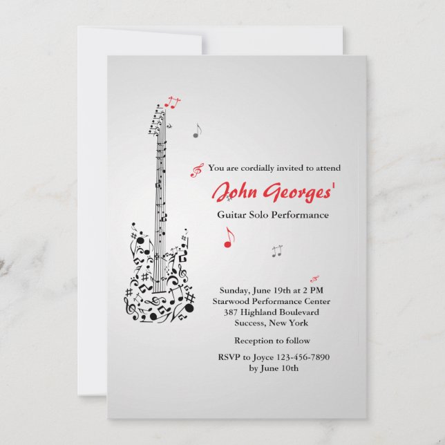 Bonne invitation guitare (Devant)
