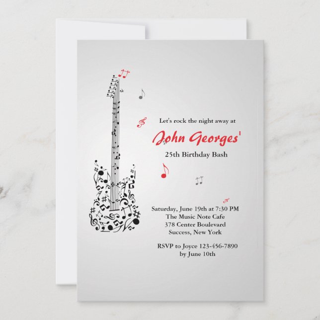Bonne invitation guitare (Devant)