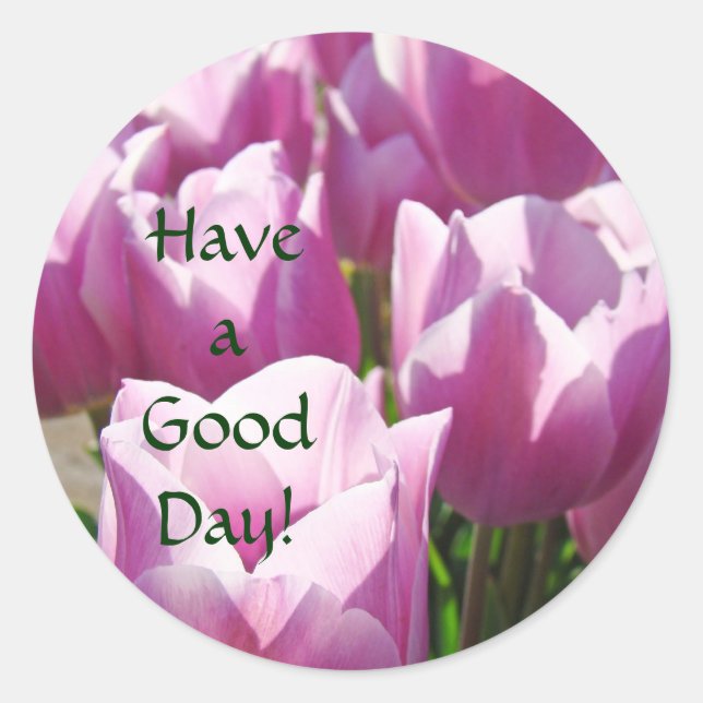 Bonne journée! autocollants Purple Tulip Flowers (Devant)
