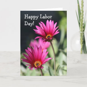 Bonne journée du travail Pink Daisy carte de voeux