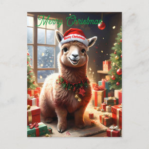 Bonne Llama Noël, carte postale de Noël