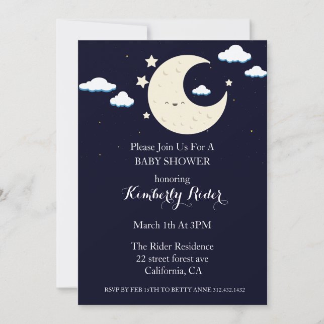 Bonne Lune Baby Shower Invitations (Devant)