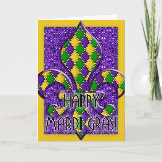 Bonne Mardi Gras Fleur Design Carte de voeux d1 (Devant)