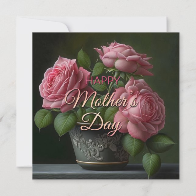 Bonne mère journée fleurie bouquet coeur carte (Devant)