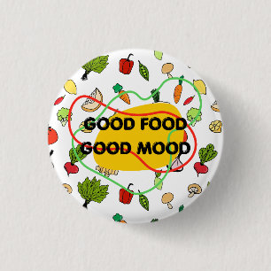 Bonne nourriture, badge Bonne Lune, bouton, badge