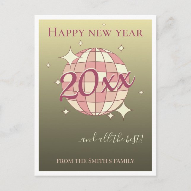 Bonne nouvelle année 2025 carte de voeux en or ros (Devant)