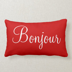 Bonne Nuit and Bonjour Decorative Bedroom Accent Lumbar Pillow