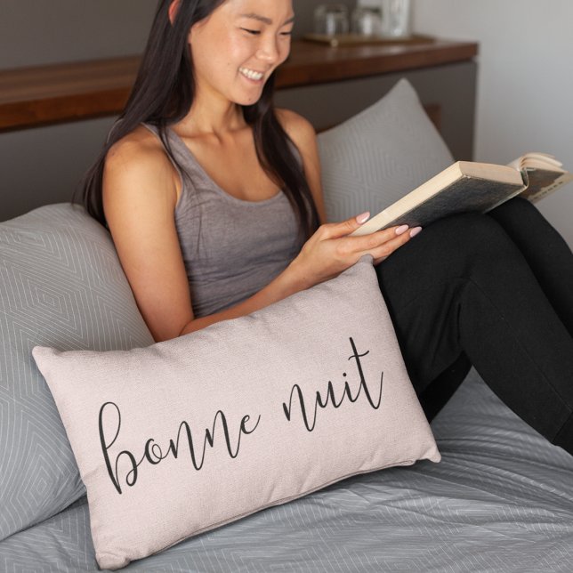 Bonne Nuit | Blush Pink Lumbar Pillow (Creator Uploaded)