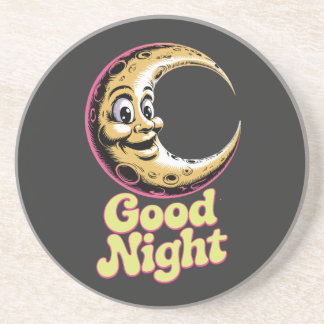 Bonne nuit Retro Moon Dessous de verre en grès