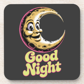 Bonne nuit Retro Moon Dessous de verre en plastiqu