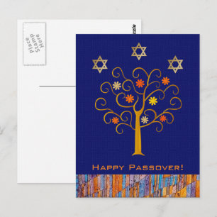 Bonne Pâque. Carte postale de l'arbre de floraison