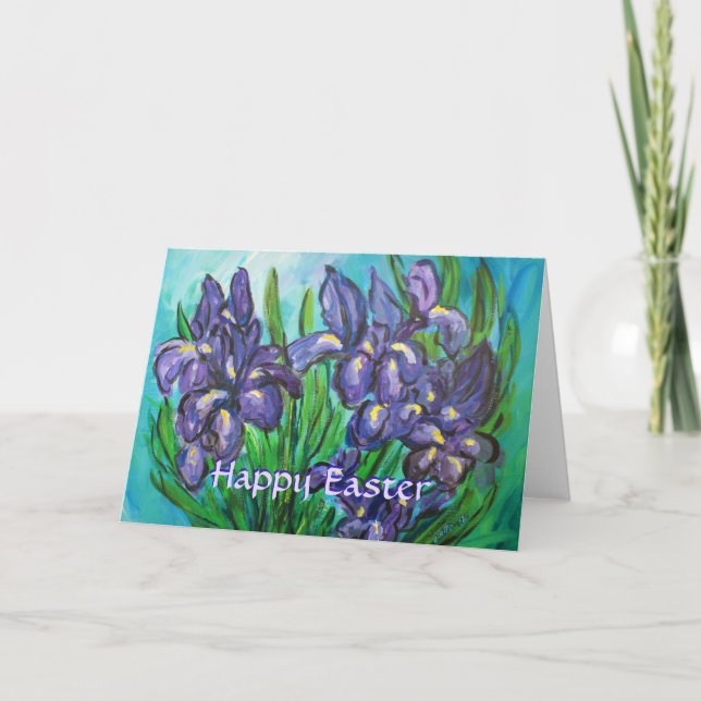 Bonne Pâques Iris Fleurs Carte de voeux personnali (Devant)