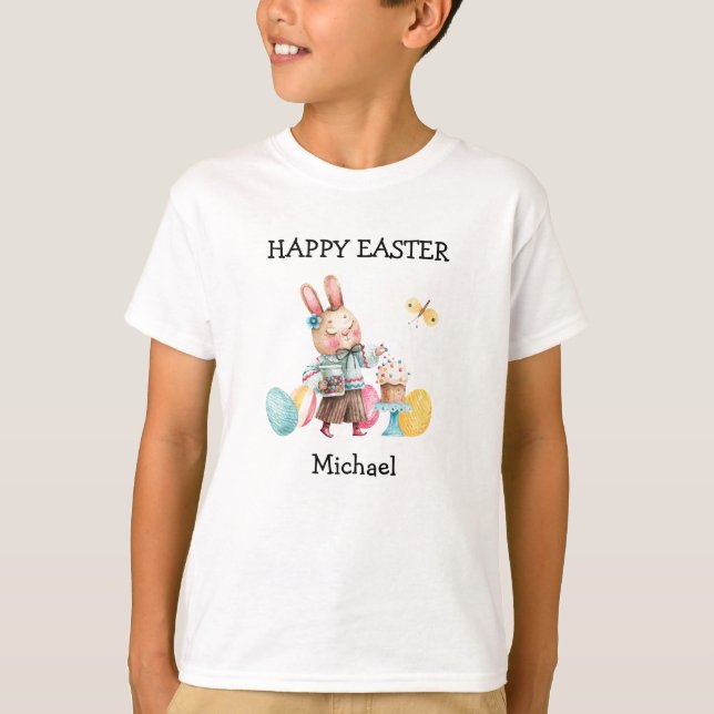 Bonne Pâques, Nom Garçons Enfants-Jeunes T-shirt B (Devant)