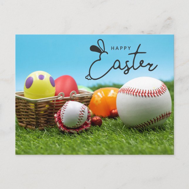 Bonne Pâques pour le joueur de baseball Carte post (Devant)