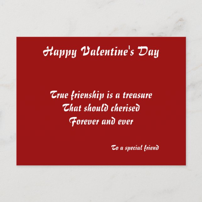 Bonne Saint Valentin à un ami spécial cartes posta (Devant)