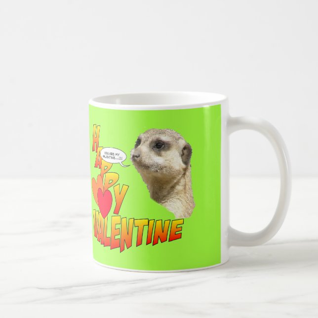 Bonne Saint Valentin Meerkat Cust. Mug deux coeurs (Droite)