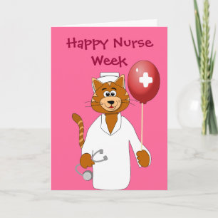 Bonne Semaine des infirmières Cartoon Chat Carte d