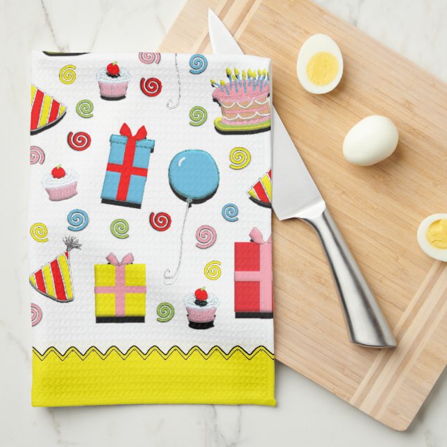 Bonne serviette de cuisine d'anniversaire (Quart Plié)