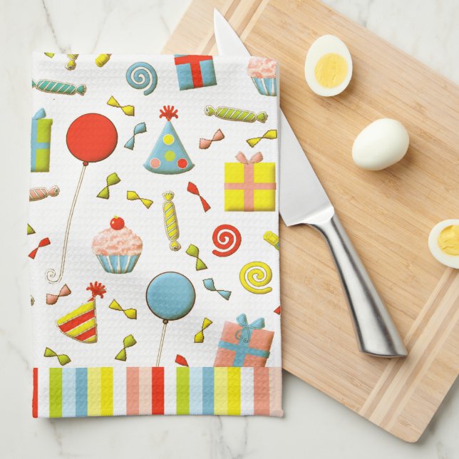 Bonne serviette de cuisine d'anniversaire (Quart Plié)