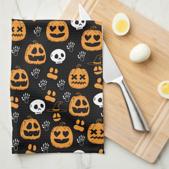 Bonne serviette de cuisine Motif Halloween (Quart Plié)