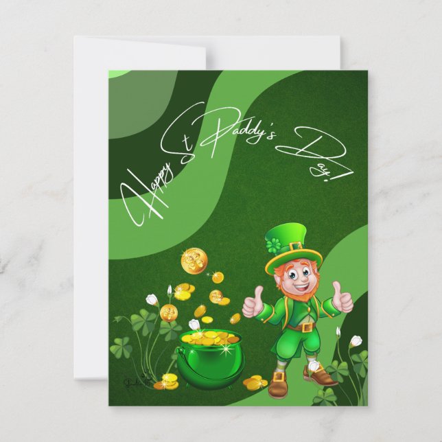 Bonne St Paddy's Day Leprechaun Carte de vacances (Devant)