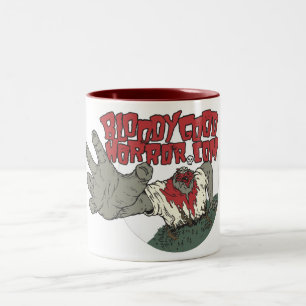 Bonne tasse sanglante de logo d'horreur