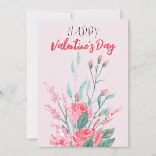Bonne Valentine Watercolor Flowers Carte de vacanc