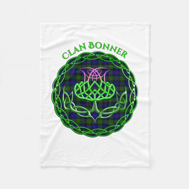 Bonner Scottish Tartan Celtic Thistle Fleece Blanket (Front)