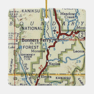Bonners Ferry ID Vintage Map Ceramic Ornament