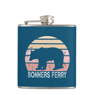 Bonners Ferry Idaho Retro Bear Hip Flask