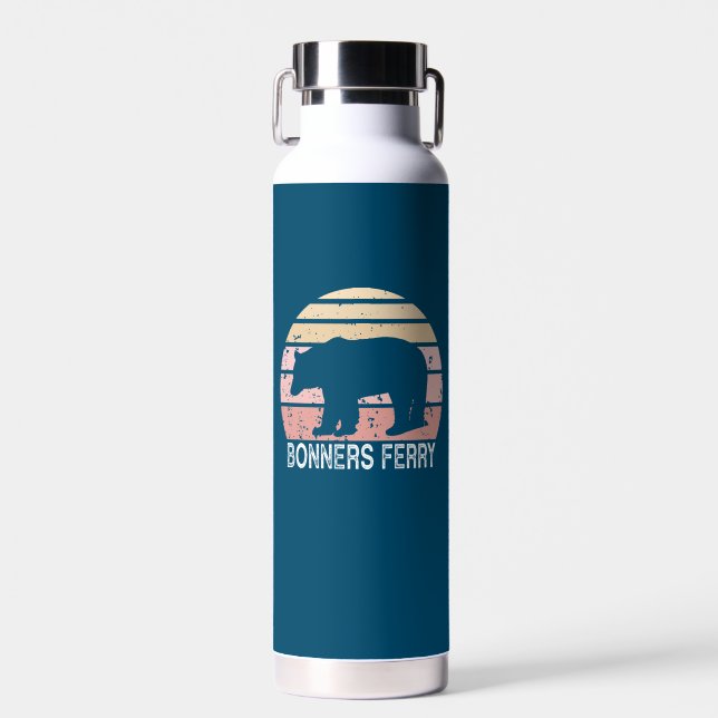 Bonners Ferry Idaho Retro Bear Water Bottle (Front)