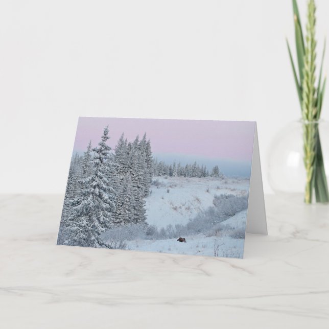 Bonnes fêtes carte avec la neige, le sapin, et un (Devant)