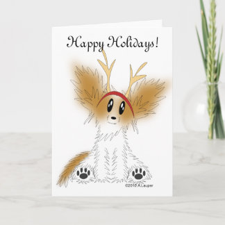 Bonnes fêtes carte de chiot de Papillon de Noël