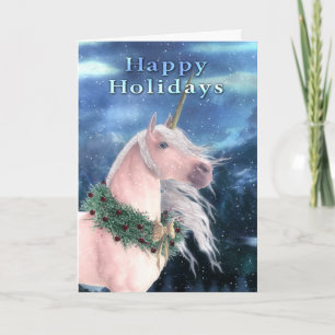Bonnes fêtes carte de licorne de Noël