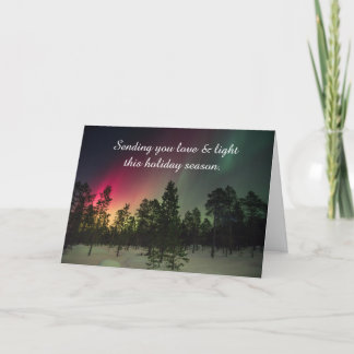Bonnes fêtes carte de lumières du nord