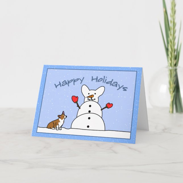 Bonnes fêtes carte de Noël de corgi (Devant)