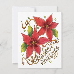 Bonnes Fêtes de Noël Poinsettia Invitation