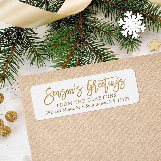 Bonnes Fêtes Faux Gold Foil Adresse de retour (Créateur téléchargé)