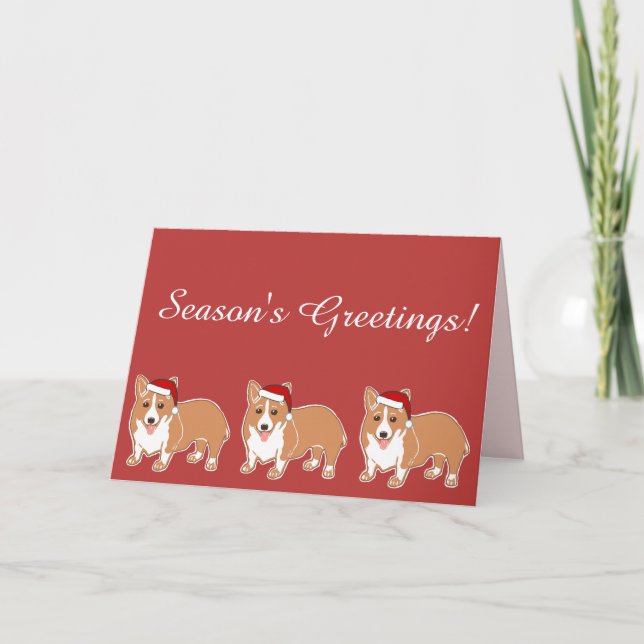 Bonnes Fêtes Merry Corgi Chiens Carte de voeux (Devant)