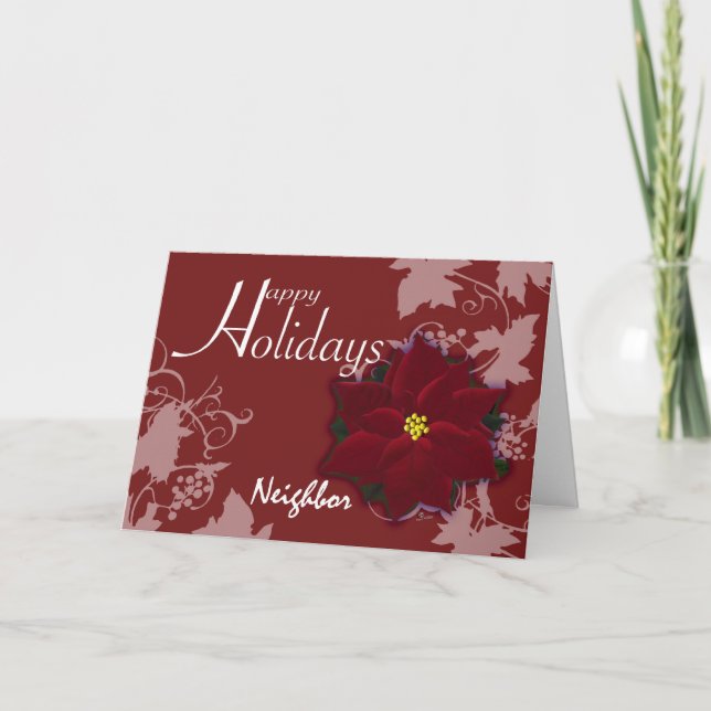 Bonnes fêtes poinsettia voisine de Noël de carte (Devant)