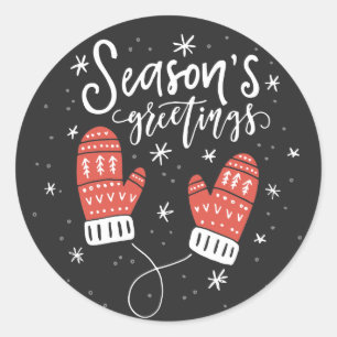 Bonnes Fêtes Red Mittens Sticker de vacances II