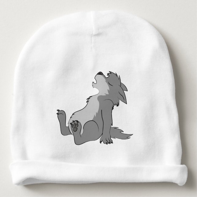Bonnet Pour Bébé Chiot gris de loup-garou d'hurlement (Devant)